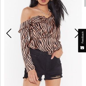 Nasty gal one shoulder animal print blouse